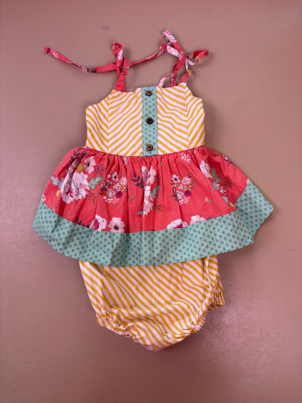 RicRac & Ruffles Girls 3T Floral Bubble Romper Dress Boutique